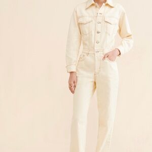 Cream Denim Coveralls